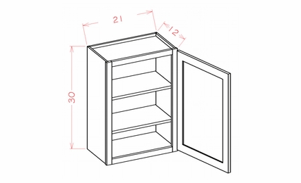 Shaker Unfinished W2130: 30" High Wall Cabinet - Single Door: RTA Kitchen Cabinets