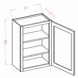 Shaker Unfinished W2136: 36" High Wall Cabinet - Single Door: RTA Kitchen Cabinets