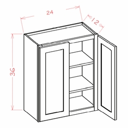Shaker Unfinished W2436: 36" High Wall Cabinet - Double Door: RTA Kitchen Cabinets
