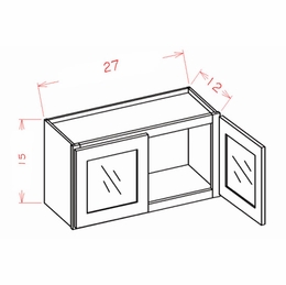 Shaker Unfinished W2715GD: Double Door Prepped for Glass Stacker Wall Cabinet: RTA Kitchen Cabinets
