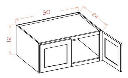 Shaker Unfinished W301224: Wall Refrigerator Cabinet 12" High (24" Deep): RTA Kitchen Cabinets