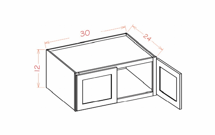 Shaker Unfinished W301224: Wall Refrigerator Cabinet 12" High (24" Deep): RTA Kitchen Cabinets