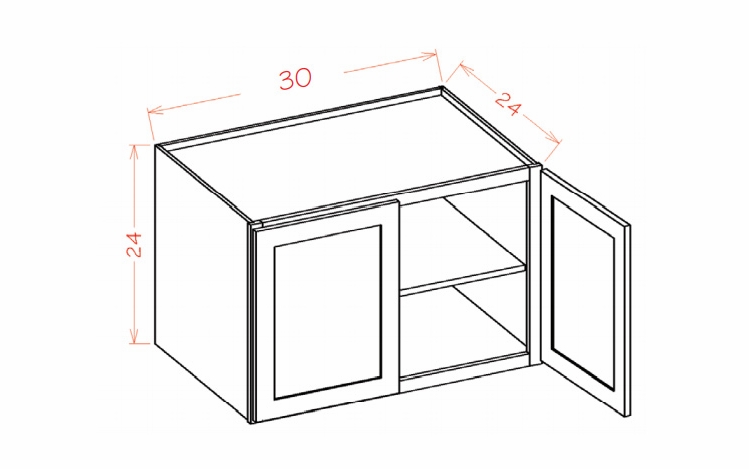 Shaker Unfinished W302424: Wall Refrigerator Cabinet 24" High (24" Deep): RTA Kitchen Cabinets