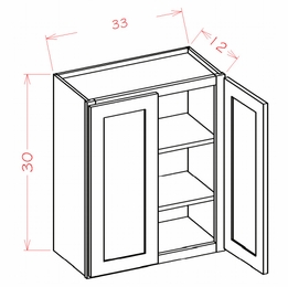 Shaker Unfinished W3330: 30" High Wall Cabinet - Double Door: RTA Kitchen Cabinets