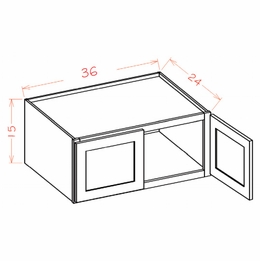 Shaker Unfinished W361524: Wall Refrigerator Cabinet 15" High (24" Deep): RTA Kitchen Cabinets
