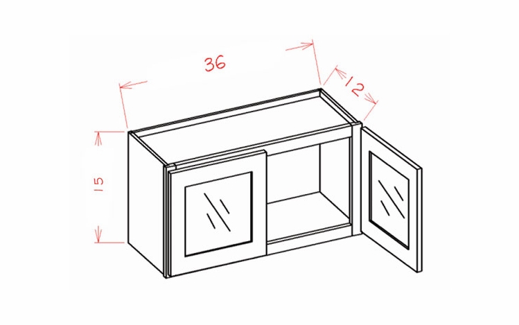 Shaker Unfinished W3615GD: Double Door Prepped for Glass Stacker Wall Cabinet: RTA Kitchen Cabinets
