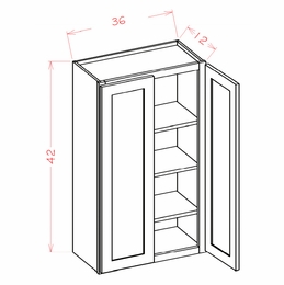 Shaker Unfinished W3642: 42" High Wall Cabinet - Double Door: RTA Kitchen Cabinets