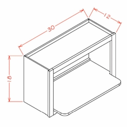 Shaker Unfinished WMS3018: Wall Microwave Shelf Cabinet: RTA Kitchen Cabinets