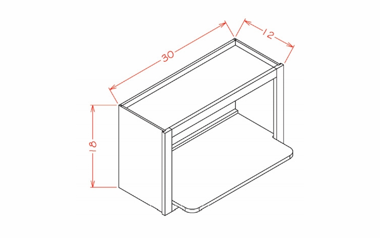 Shaker Unfinished WMS3018: Wall Microwave Shelf Cabinet: RTA Kitchen Cabinets