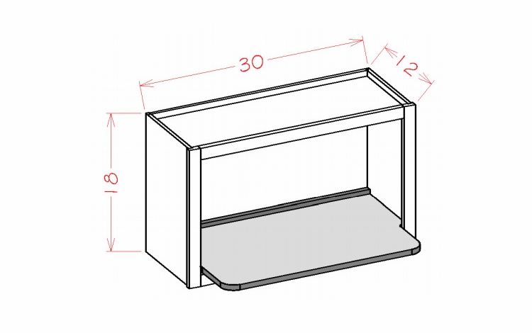 Shaker Unfinished WMSSHELF: Wall Open Cabinet Microwave Shelf Insert: RTA Kitchen Cabinets