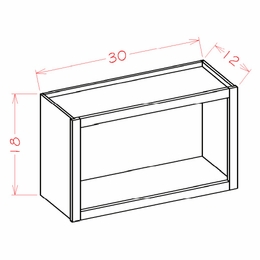Shaker Unfinished WOC3018: Wall Open Cabinet: RTA Kitchen Cabinets