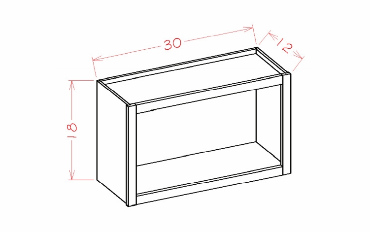 Shaker Unfinished WOC3018: Wall Open Cabinet: RTA Kitchen Cabinets