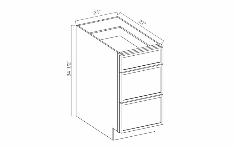 Slim Amber Oak 3VDB21: Vanity Drawer Base Cabinet: Assembled Kitchen Cabinets
