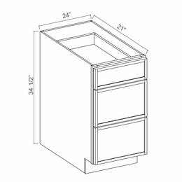 Slim Amber Oak 3VDB24: Vanity Drawer Base Cabinet: Assembled Kitchen Cabinets
