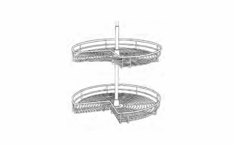Slim Amber Oak CHROME TRAY36: Lazy Susan Chrome Tray: Assembled Kitchen Cabinets