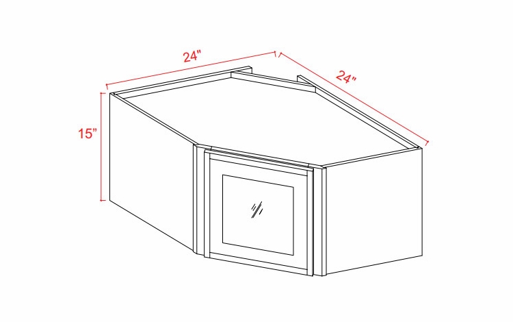 Slim Amber Oak DCW2415GD: Diagonal Glass Door Corner Wall Cabinet: Assembled Kitchen Cabinets