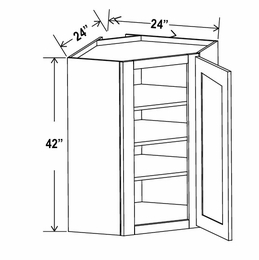 Slim Amber Oak DCW2442: Diagonal Corner Wall Cabinet: Assembled Kitchen Cabinets