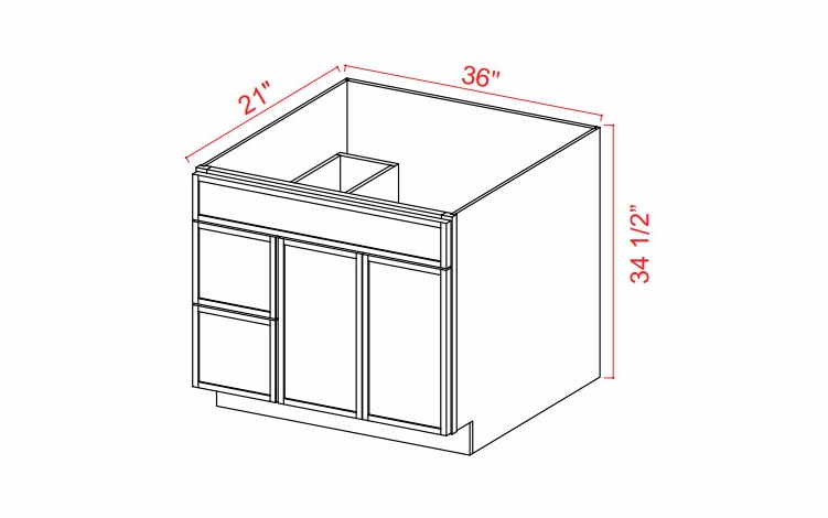 Slim Amber Oak V3621TDL: Left Drawer Vanity Combo Cabinet: Assembled Kitchen Cabinets