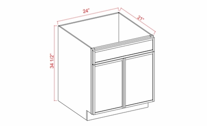 Slim Amber Oak VS24: Vanity Sink Base Cabinet: Assembled Kitchen Cabinets