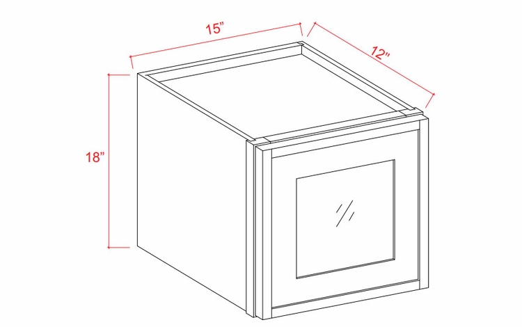 Slim Amber Oak W1518GD: Wall Cabinet With Single Glass Door: Assembled Kitchen Cabinets