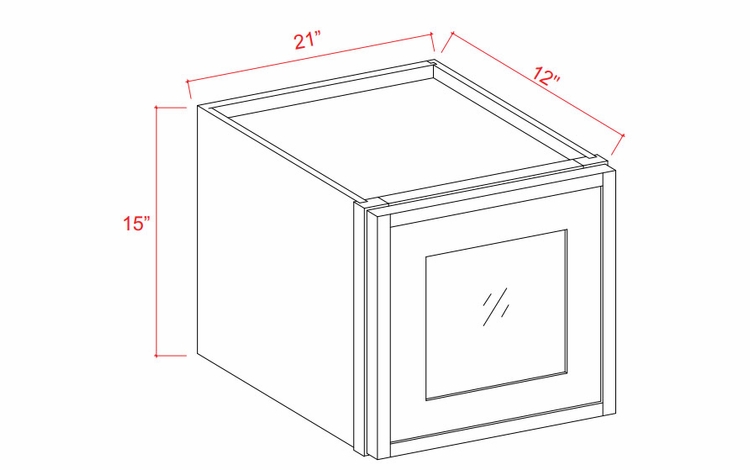 Slim Amber Oak W2115GD: Wall Cabinet With Single Glass Door: Assembled Kitchen Cabinets
