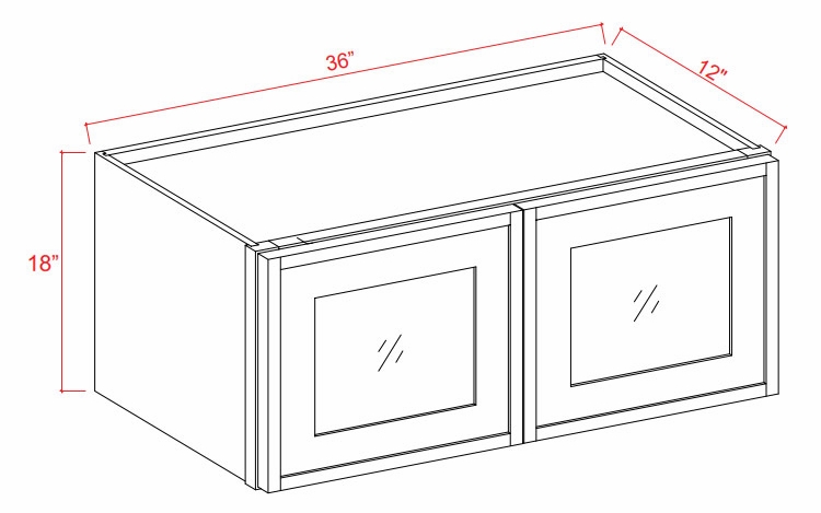 Slim Amber Oak W3618GD: Wall Cabinet With Double Glass Doors: Assembled Kitchen Cabinets