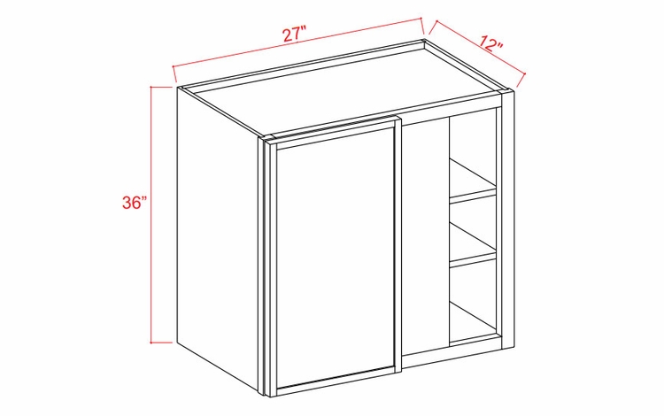 Slim Amber Oak WBC2736: Blind Corner Wall Cabinet: Assembled Kitchen Cabinets
