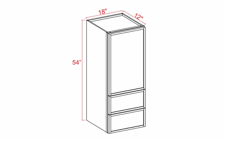 Slim Amber Oak WD1854: Wall Cabinet With Drawers: Assembled Kitchen Cabinets