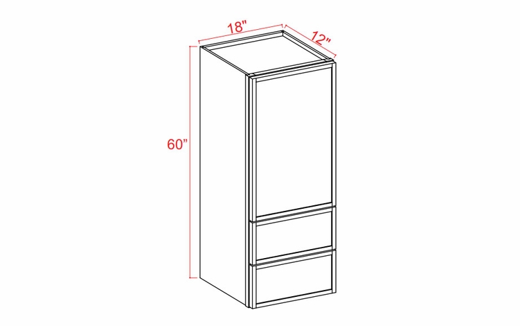 Slim Amber Oak WD1860: Wall Cabinet With Drawers: Assembled Kitchen Cabinets