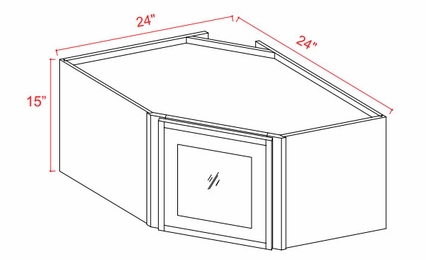 Slim Aston Green DCW2415GD: Wall Diagonal Glass Door Corner Cabinet : Assembled Kitchen Cabinets