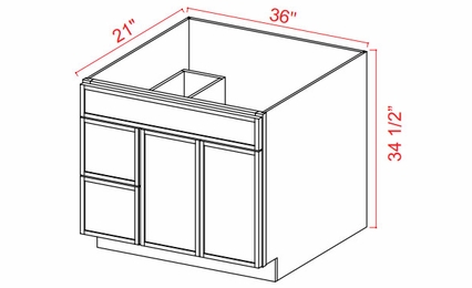 Slim Aston Green V3621TDL: Vanity Combo Cabinet With Left Drawers: Assembled Kitchen Cabinets