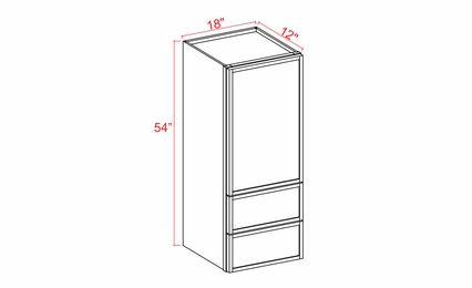 Slim Aston Green WD1854: Wall Cabinet With Drawers: Assembled Kitchen Cabinets