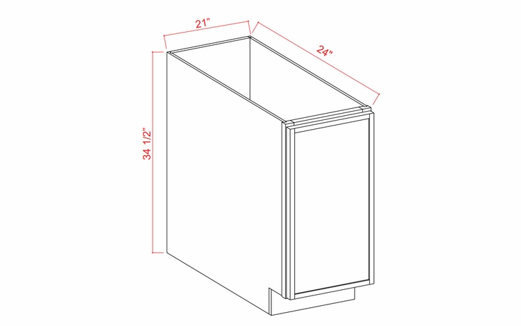 Slim Dove White BFH21: Full Height Single Door Base Cabinets: Assembled Kitchen Cabinets