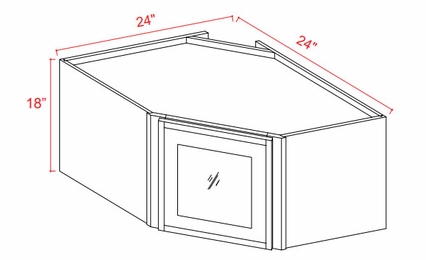 Slim Dove White DCW2418GD: Diagonal Glass Door Corner Wall Cabinet: Assembled Kitchen Cabinets