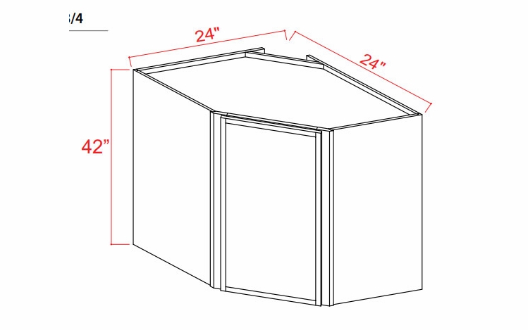 Slim Dove White DCW2442: Diagonal Corner Wall Cabinet: Assembled Kitchen Cabinets