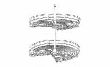 Slim Iron Black CHROME TRAY36: Lazy Susan Chrome Tray: Assembled Kitchen Cabinets