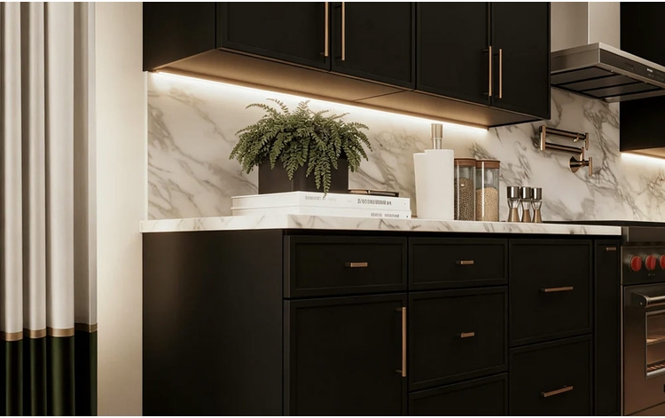 Slim Iron Black Kitchen Cabinets