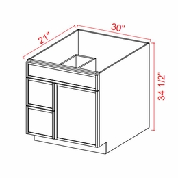 Slim Iron Black V3021TDL: Left Drawer Vanity Combo Cabinet: Assembled Kitchen Cabinets