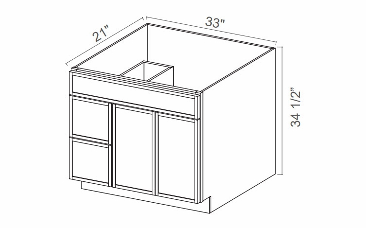 Slim Iron Black V3321TDL: Left Drawer Vanity Combo Cabinet: Assembled Kitchen Cabinets