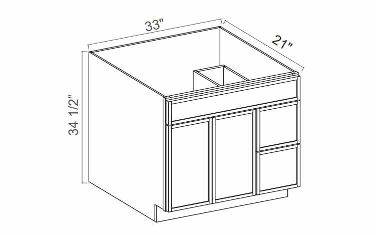 Slim Iron Black V3321TDR: Right Drawer Vanity Combo Cabinet: Assembled Kitchen Cabinets