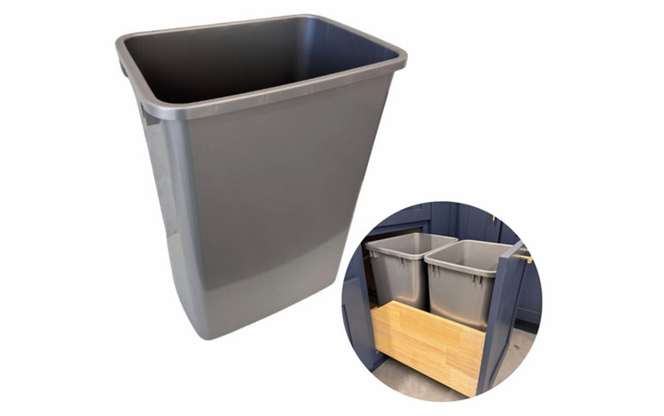 Slim Iron Black WASTE-BIN: Silver Waste Bin: Assembled Kitchen Cabinets