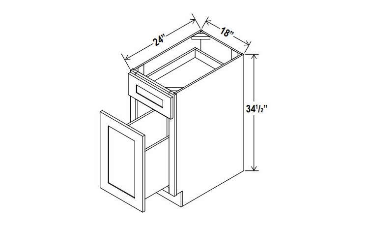 Slim White Oak BWB18: Waste Basket Base Cabinets: Assembled Kitchen Cabinets