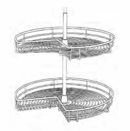 Slim White Oak CHROME TRAY 36: Lazy Susan Chrome Tray: Assembled Kitchen Cabinets