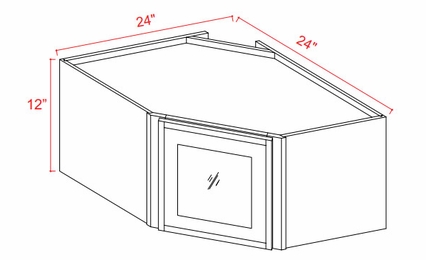 Slim White Oak DCW2412GD: Diagonal Glass Door Corner Wall Cabinet: Assembled Kitchen Cabinets