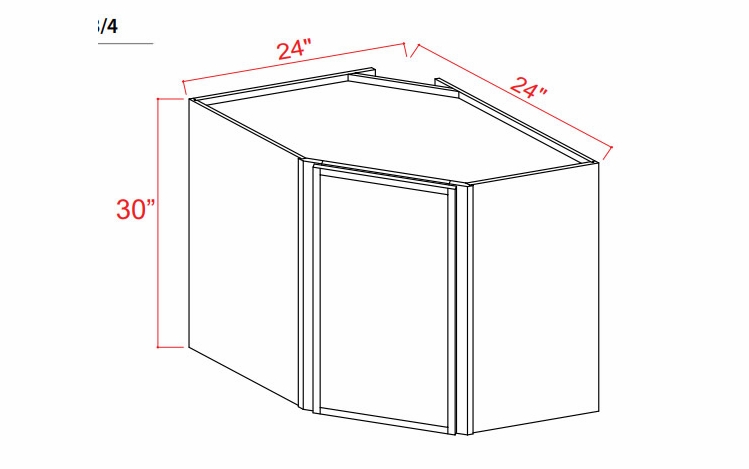 Slim White Oak DCW2430: Diagonal Corner Wall Cabinet: Assembled Kitchen Cabinets