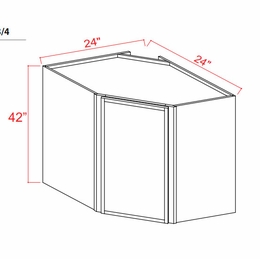 Slim White Oak DCW2442: Diagonal Corner Wall Cabinet: Assembled Kitchen Cabinets