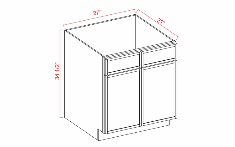 Slim White Oak VS27: Vanity Sink Base Cabinets: Assembled Kitchen Cabinets