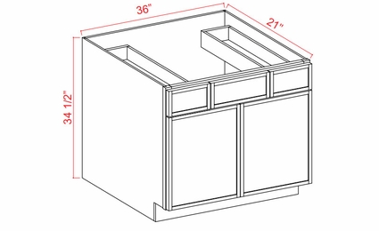 Slim White Oak VSD36: Vanity Sink Drawer Base Cabinets: Assembled Kitchen Cabinets