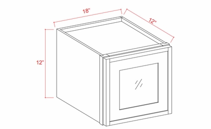 Slim White Oak W1812GD: Wall Cabinet With Single Glass Door: Assembled Kitchen Cabinets