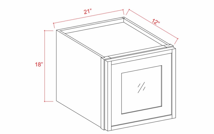Slim White Oak W2118GD: Wall Cabinet With Single Glass Door: Assembled Kitchen Cabinets